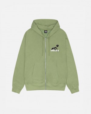 Stussy Apocalypse Zip Hoodie - Unisex Hoodies Zielone | BPLSO44978