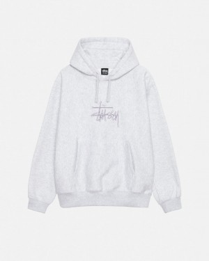 Stussy Basic Applique Hoodie - Unisex Hoodies Szare | PLIIZ22641