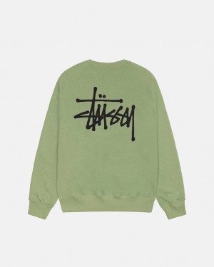 Stussy Basic Stussy Crew - Unisex Hoodies Zielone | PLQCS27564