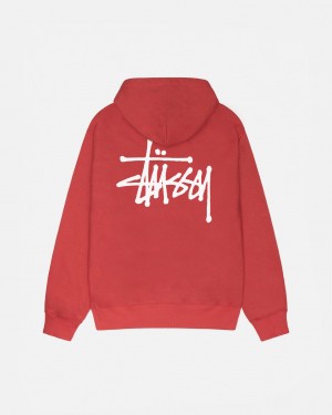 Stussy Basic Stussy Hoodie - Unisex Hoodies Czerwone | GPLUC73453