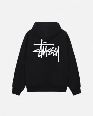 Stussy Basic Stussy Hoodie - Unisex Hoodies Czarne | PLDFL18051