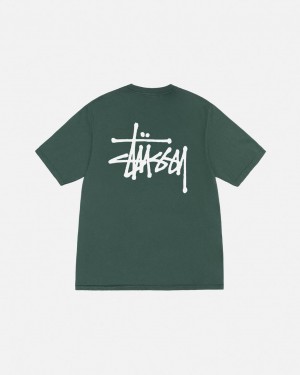 Stussy Basic Stussy Tee Pigment Dyed - Unisex Shortsleeve Zielone | APLDF86920