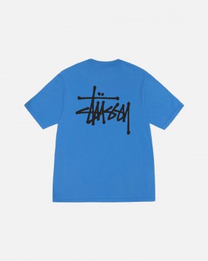 Stussy Basic Stussy Tee Pigment Dyed - Unisex Shortsleeve Niebieskie | FPLHY89297