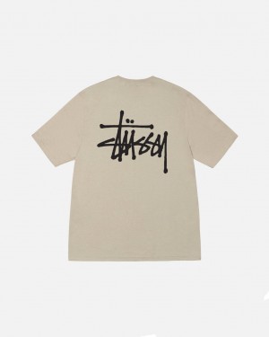 Stussy Basic Stussy Tee - Mens Krótkie Sleeve T-Shirt Khaki | MPLFT19229