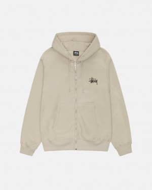 Stussy Basic Stussy Zip Hoodie - Unisex Hoodies Khaki | PLCIF28804