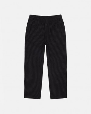 Stussy Beach Pant Wełna Stripe - Unisex Pants Czarne | PLQAV44746