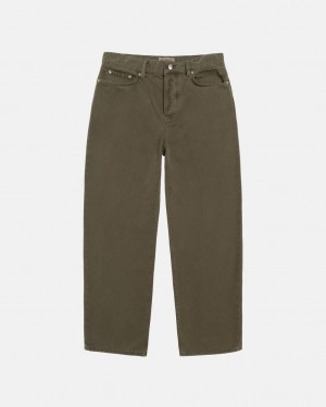 Stussy Big Ol& Jean Washed Płócienne - Unisex Pants Oliwkowe | BPLSO11098