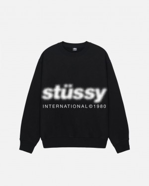 Stussy Blur Crew - Unisex Hoodies Czarne | PLJKU22769