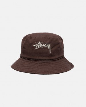 Stussy Bucket Hat Big Stock - Unisex Czekolada | MPLFT74657