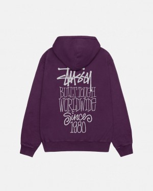 Stussy Built Tough Hoodie Pigment Dyed - Unisex Hoodies Fioletowe | EPLHC95547