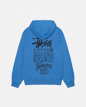 Stussy Built Tough Hoodie Pigment Dyed - Unisex Hoodies Niebieskie | ZPLNQ21338