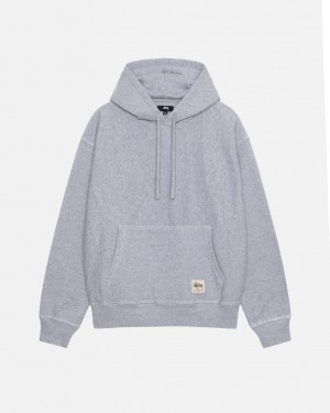 Stussy Contrast Stitch Label Hoodie - Unisex Hoodies Szare | DPLKV99187