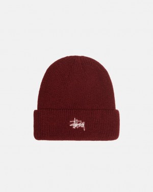 Stussy Cuff Beanie Basic - Unisex Ciemny Czerwone | PLJKU17421