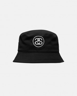 Stussy Deep Bucket Hat SS Link - Unisex Czarne | FPLUI59815