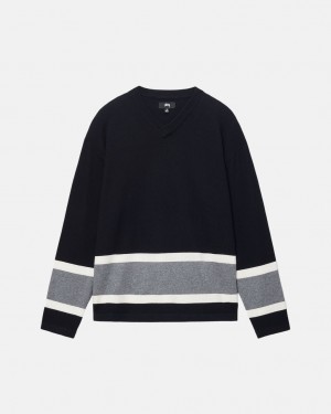 Stussy Hockey Swetry - Unisex Sweaters Knits Czarne | ZPLMJ68752