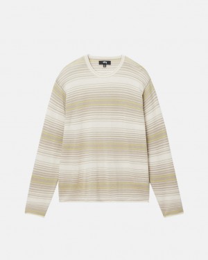 Stussy Horizontal Stripe Swetry - Unisex Sweaters Knits Beżowe | APLWC45876