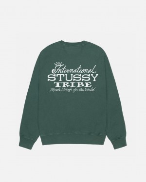 Stussy IST Crew Pigment Dyed - Unisex Hoodies Zielone | PPLER57861