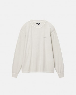 Stussy Lazy LS Tee - Unisex Longsleeve Beżowe | SPLVO32617