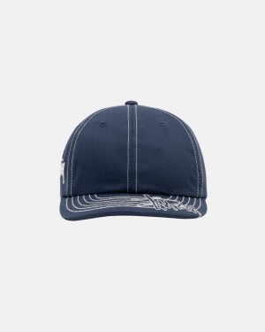 Stussy Low Pro Basic Stitch Strapback - Unisex Granatowe | PLJKU68355