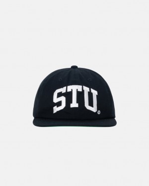 Stussy Mid-Depth Stu Arch Strapback - Unisex Czarne | GPLUC43550