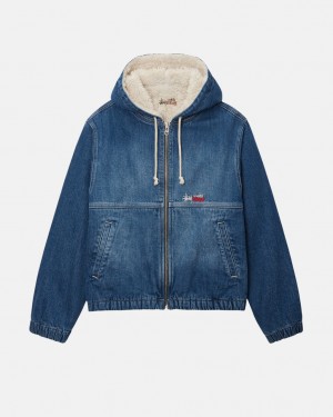 Stussy Robocze Jacket Denim Sherpa - Unisex Jackets Niebieskie | ZPLMJ60495