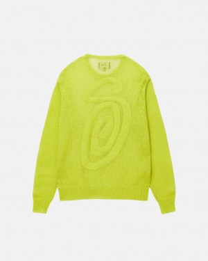 Stussy S Loose Knit Swetry - Unisex Sweaters Głęboka Zielone | APLWC65777