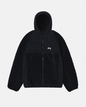 Stussy Sherpa Paneled Zakapturzony Jacket - Unisex Hoodies Czarne | PLDFL14254