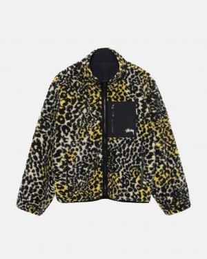 Stussy Sherpa Reversible Jacket - Unisex Jackets Żółte Panterka | PPLER30236