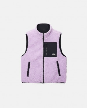 Stussy Sherpa Reversible Vest - Unisex Jackets Lawenda | PLQCS30414