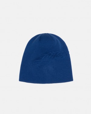 Stussy Skullcap Embossed Smooth Stock - Unisex Królewski Niebieski | MPLFT45475