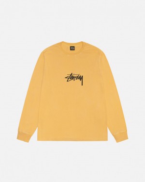 Stussy Small Stock LS Tee Pigment Dyed - Unisex Longsleeve Pomarańczowe | BPLSO30093