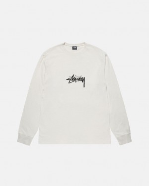 Stussy Small Stock LS Tee Pigment Dyed - Unisex Longsleeve Beżowe | MPLHR48913