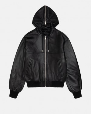 Stussy Ss Link Skórzane Bomber - Unisex Jackets Czarne | PLQCS53206