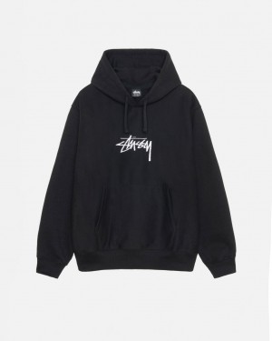 Stussy Stock Logo Applique Hoodie - Unisex Hoodies Czarne | PLNZX55264