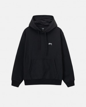 Stussy Stock Logo Hoodie - Unisex Hoodies Czarne | PLEAH47606