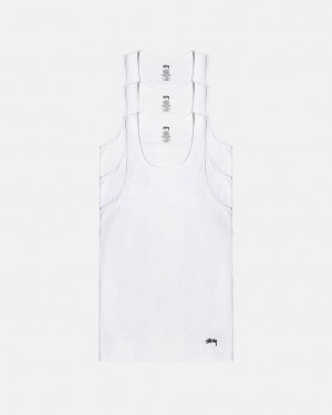 Stussy Stussy Tank Undershirt - Unisex Sweaters Knits Białe | PLNEJ53655