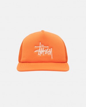 Stussy Trucker Big Basic Snapback - Unisex Pomarańczowe | PLJBT53118