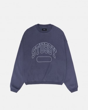 Stussy Varsity Oversized Crew - Unisex Hoodies Niebieskie | PLQCS86082