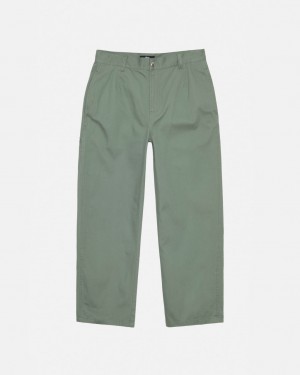 Stussy Workgear Trouser Twill - Unisex Pants Zielone | PLCIF30798