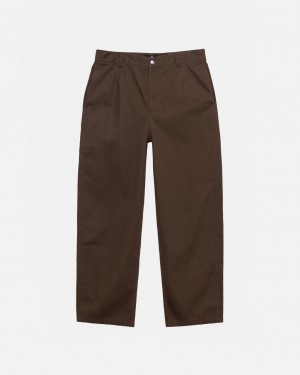 Stussy Workgear Trouser Twill - Unisex Pants Brązowe | MPLFT75749