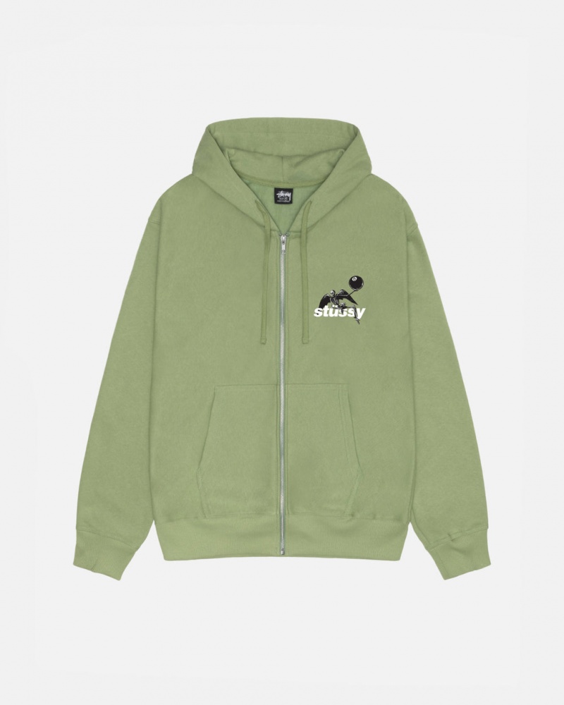 Stussy Apocalypse Zip Hoodie - Unisex Hoodies Zielone | BPLSO44978