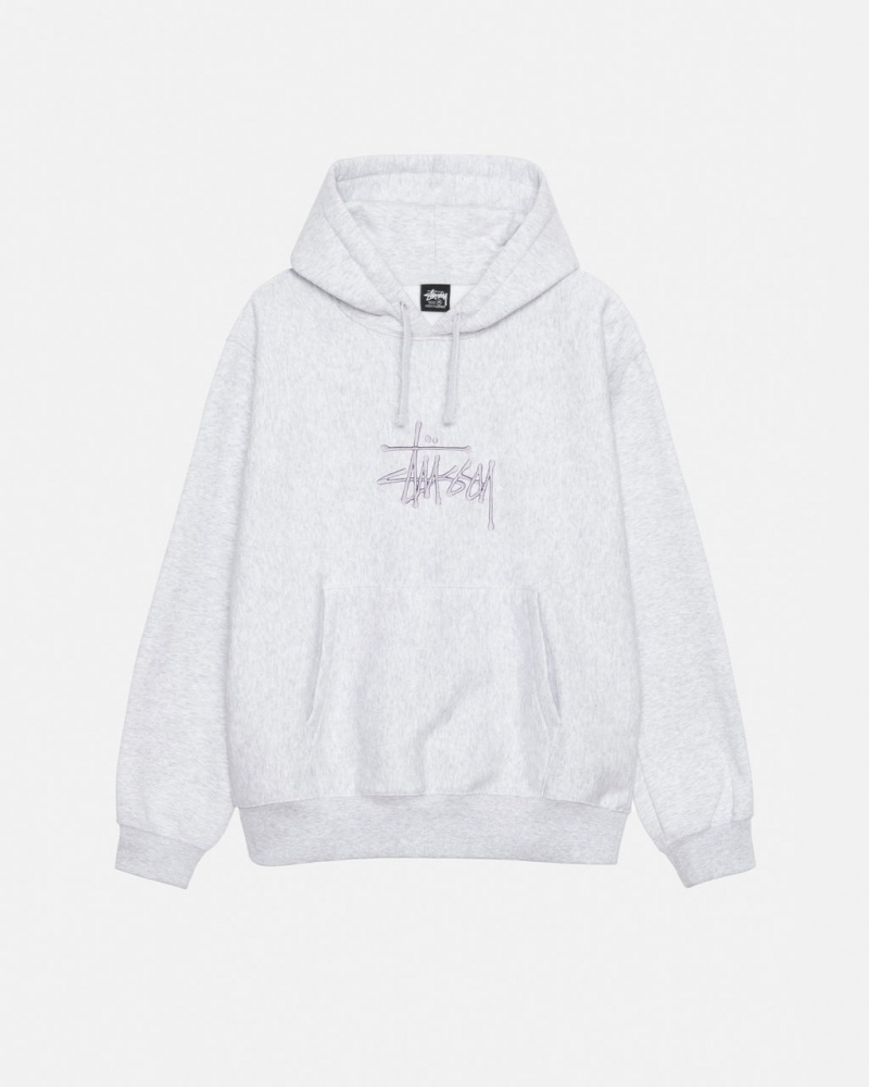 Stussy Basic Applique Hoodie - Unisex Hoodies Szare | PLIIZ22641