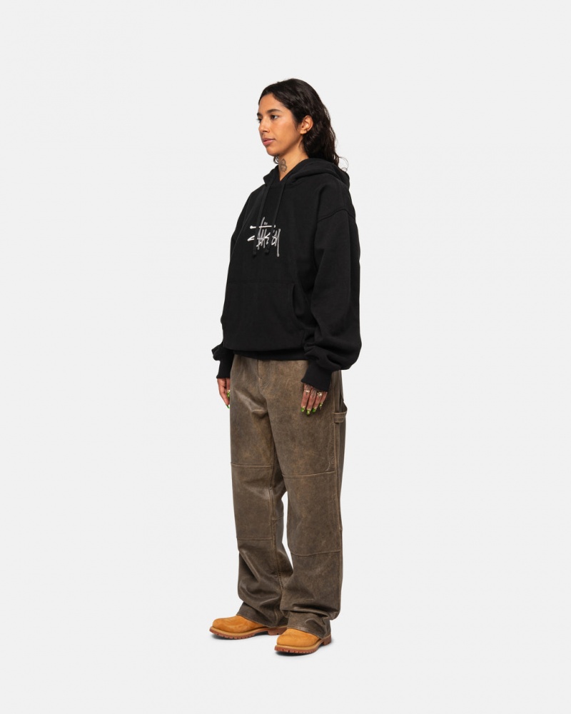 Stussy Basic Applique Hoodie - Unisex Hoodies Czarne | QPLUV17178