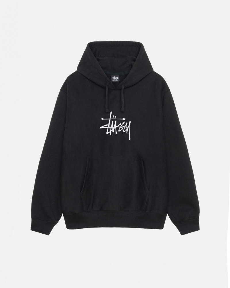 Stussy Basic Applique Hoodie - Unisex Hoodies Czarne | QPLUV17178