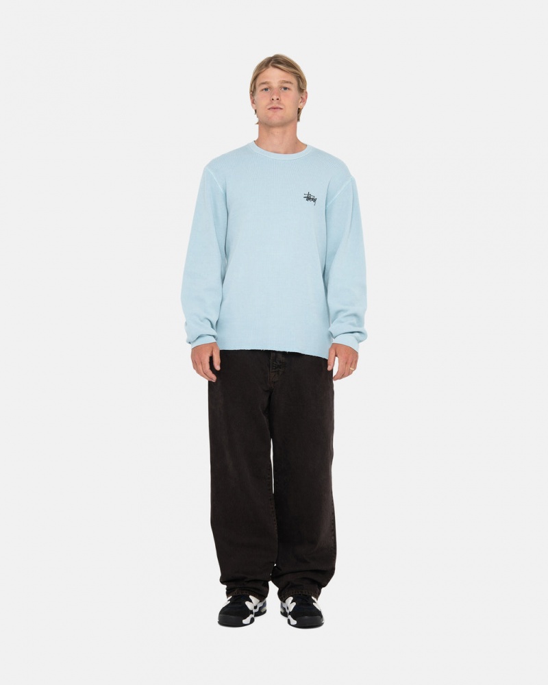 Stussy Basic Stock Ls Thermal - Mens Long Sleeve Knit Głęboka Niebieskie | PLJZR71573