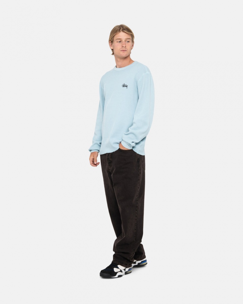 Stussy Basic Stock Ls Thermal - Mens Long Sleeve Knit Głęboka Niebieskie | PLJZR71573