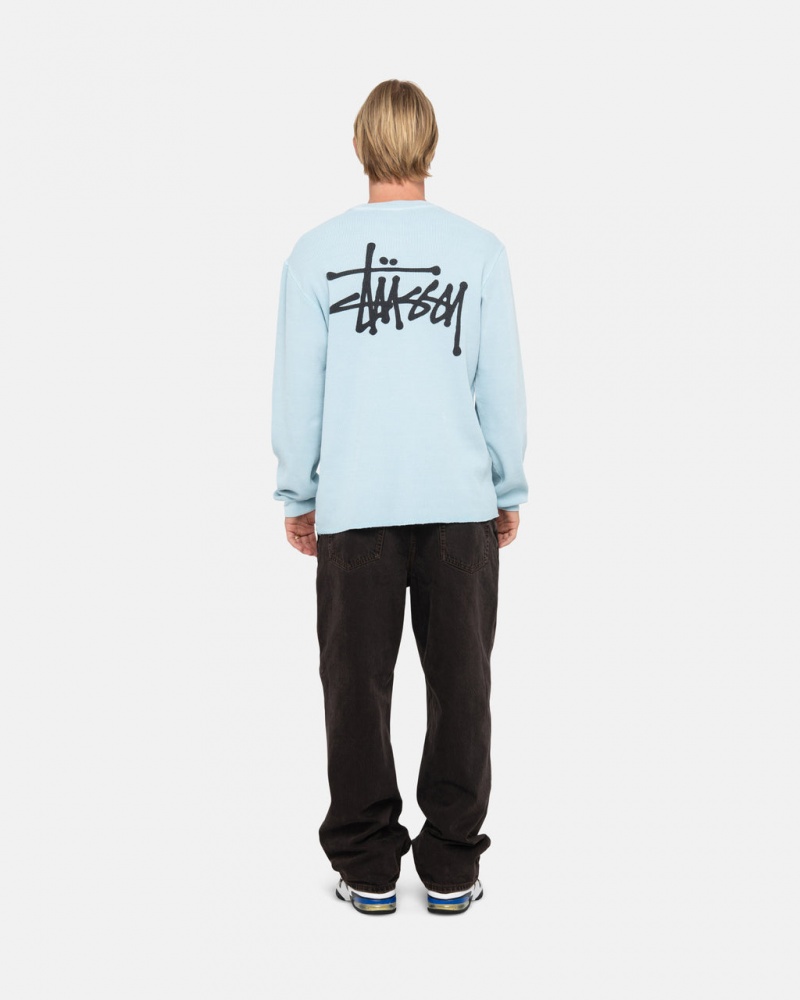 Stussy Basic Stock Ls Thermal - Mens Long Sleeve Knit Głęboka Niebieskie | PLJZR71573