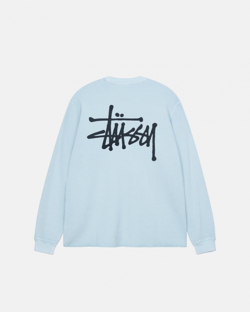 Stussy Basic Stock Ls Thermal - Mens Long Sleeve Knit Głęboka Niebieskie | PLJZR71573