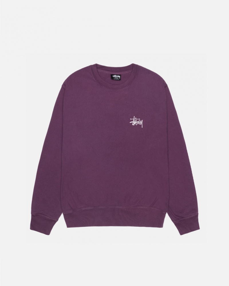 Stussy Basic Stussy Crew Pigment Dyed - Unisex Hoodies Fioletowe | BPLSO73945