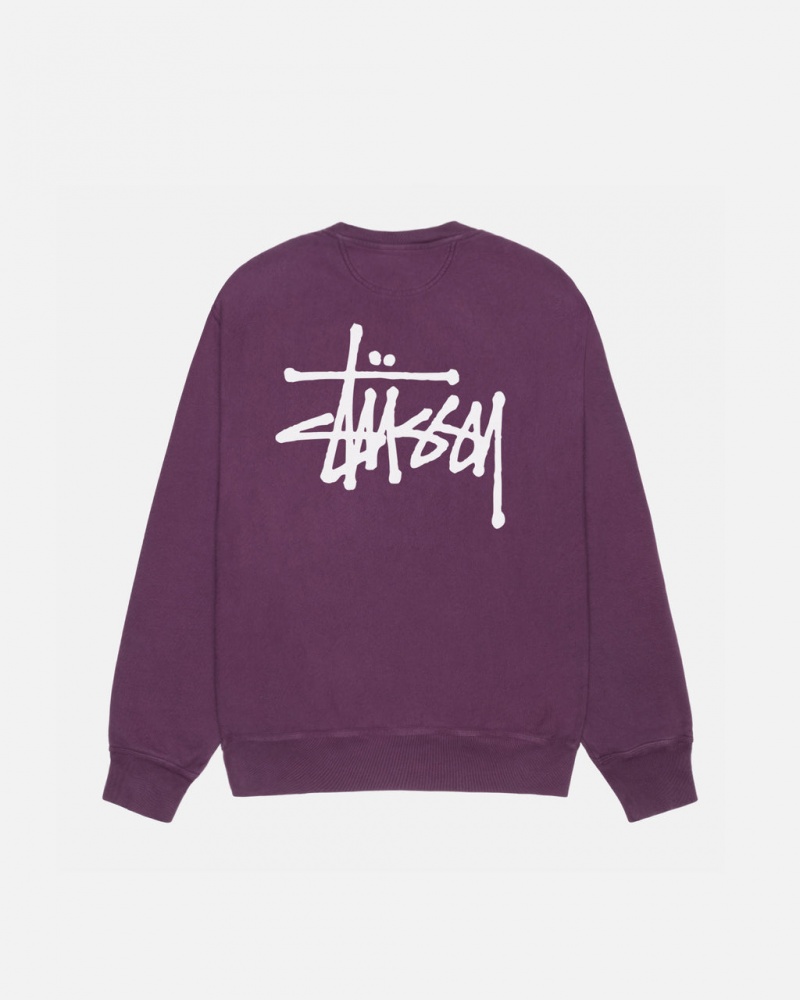 Stussy Basic Stussy Crew Pigment Dyed - Unisex Hoodies Fioletowe | BPLSO73945